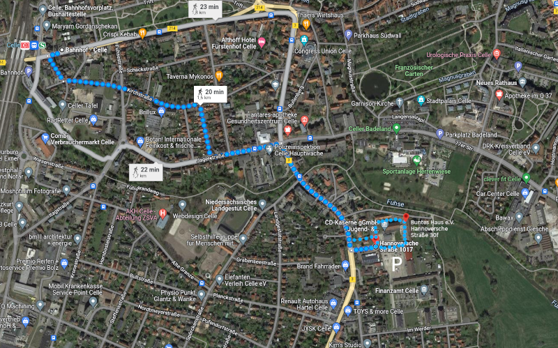 Weg zum Bunten Haus google maps 800px
